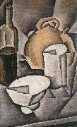 Juan Gris Winebottle and kettle of tile china oil painting artist